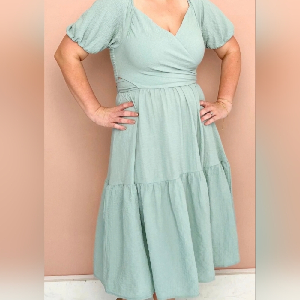 Aqua Wrap Midi Dress